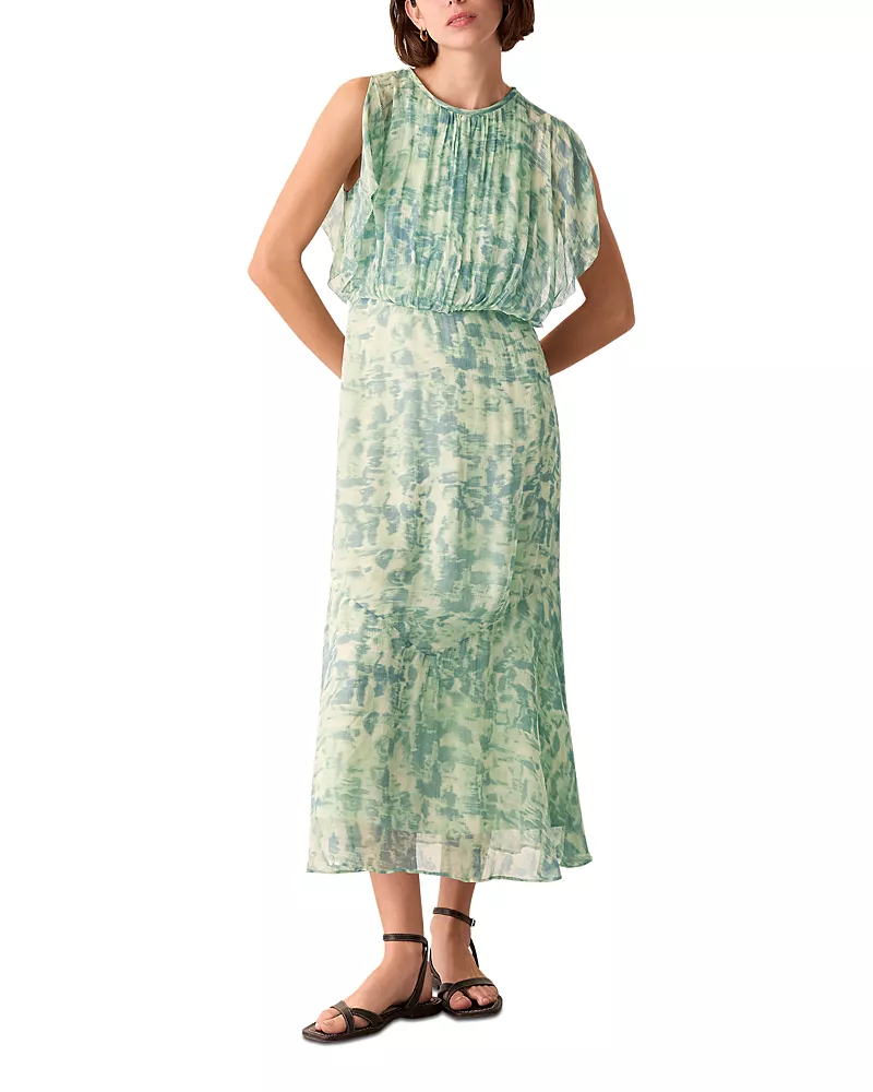 Whistles Petites Dashed Brush Marks Midi Dress