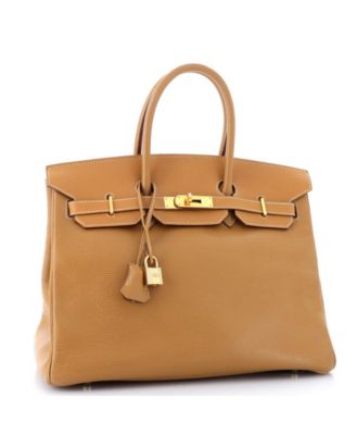 Pre-Owned HERMÈS - Birkin 35 Handbag Brown Ardennes with Gold Hardware