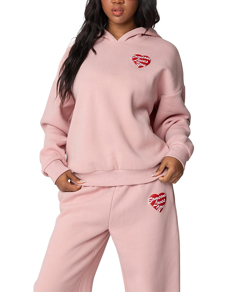 Edikted Someone Loves You Hoodie In Pink
