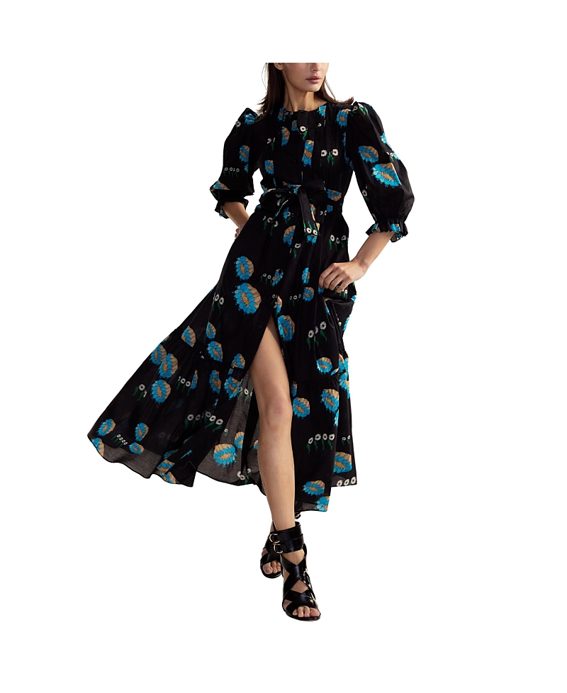 Cynthia Rowley Eve Pintuck Dress In Black/multicolor