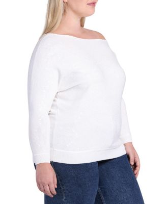 Plus Size Viscose Sequin Off-The-Shoulder Sweater