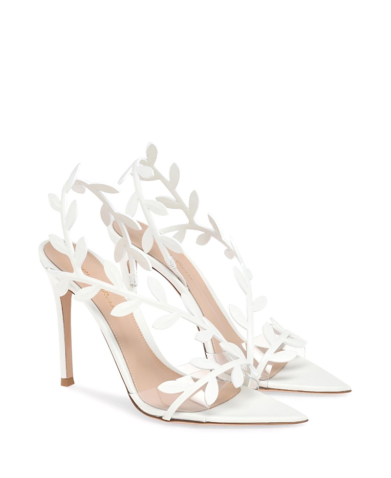 Gianvito Rossi Leaf 85 Leather And Pvc Slingback Sandals In White