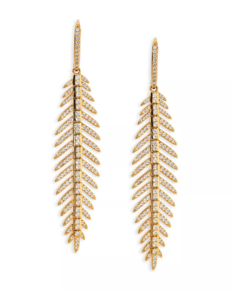 Nadri Palm Springs Pave Leaf Drop Earrings