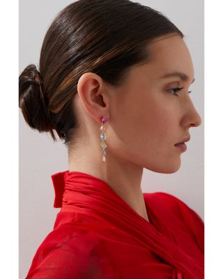 Palm Springs Multicolor Mixed Cut Stone Linear Drop Earrings