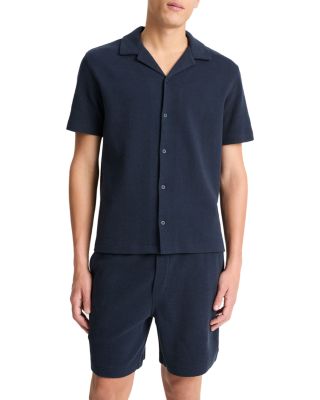 Vince - Cotton Blend Boucl&eacute; Regular Fit Button Down Camp Shirt