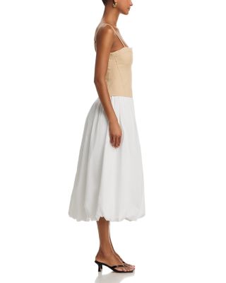 Anitha Mixed Media Bubble Hem Midi Dress