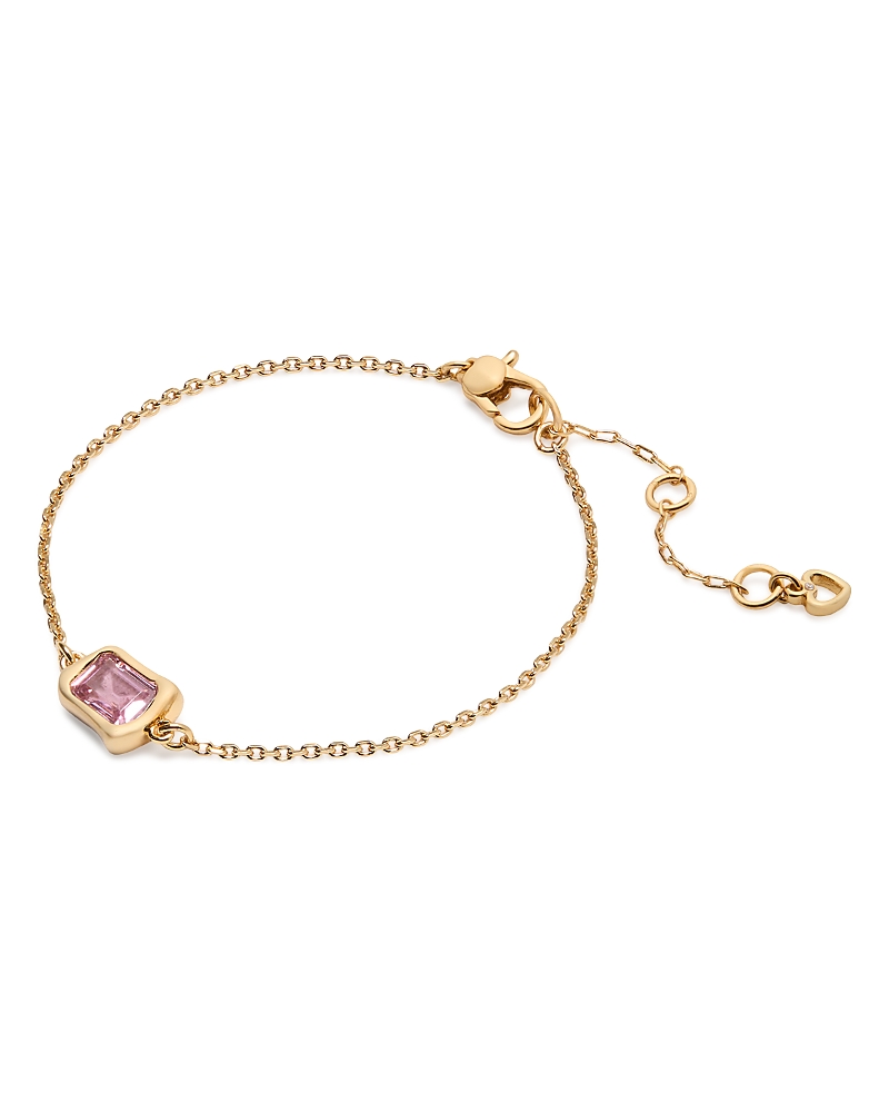 Kate Spade New York Molten Clear Glass Solitaire Chain Link Bracelet In Pink/gold