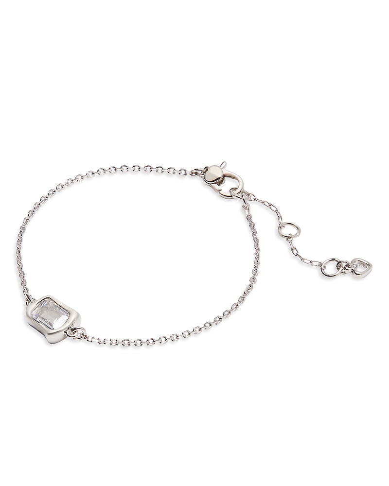 Kate Spade New York Molten Clear Glass Solitaire Chain Link Bracelet In Clear/silver