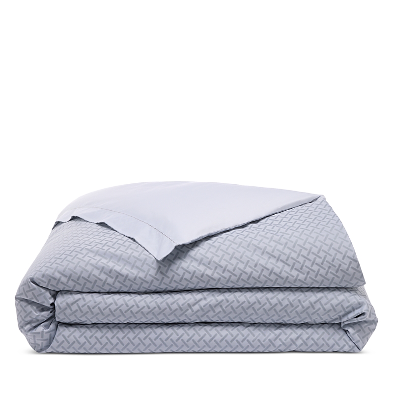 Amalia Home Collection Luso Silk & Cotton Duvet Cover, King In White/silver