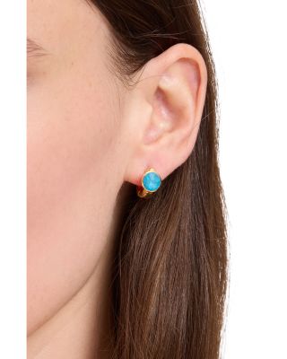 Keep Sparkling Round Stone Huggie Hoop Earrings