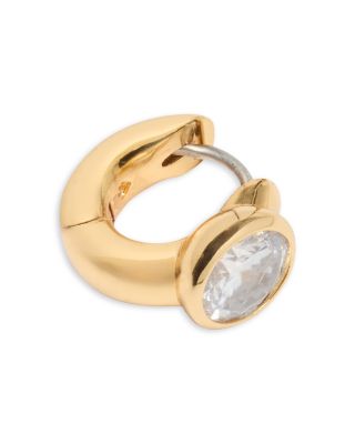 Keep Sparkling Round Stone Huggie Hoop Earrings