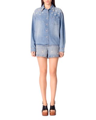 Denim Shirt with Embroidered Beads