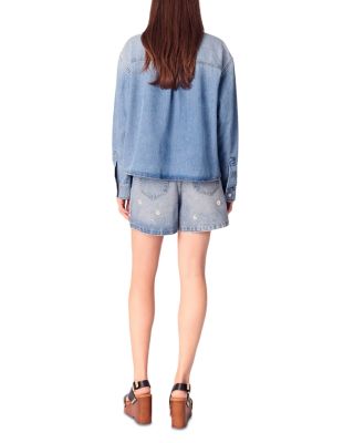 Denim Shirt with Embroidered Beads