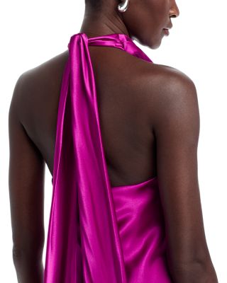 Charmeuse Halter Neck Long Dress - Exclusive