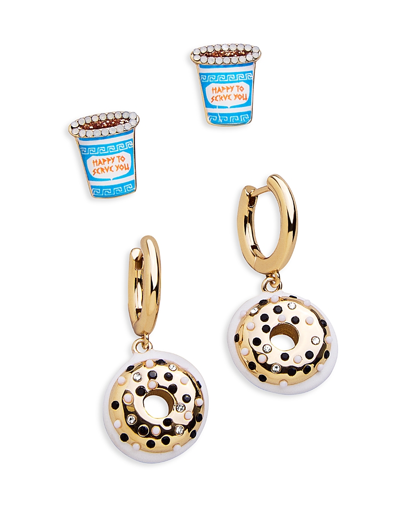 Baublebar Rise & Grind Donut & Coffee Earrings, Set Of 2 In Multi/gold