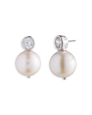 Ralph Lauren - Cubic Zirconia & Cultured Freshwater Pearl Stud Earrings in Sterling Silver