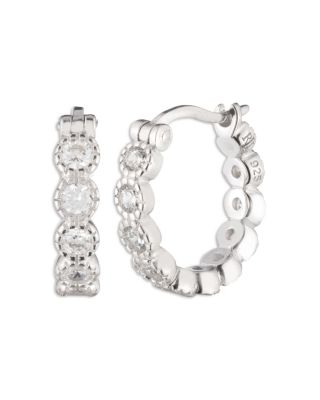 Cubic Zirconia Hoop Earrings in Sterling Silver