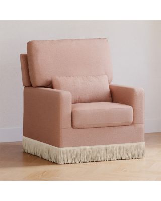 Crawford Pillowback Comfort Swivel Glider - Boucl&eacute; with Tassel Fringe 