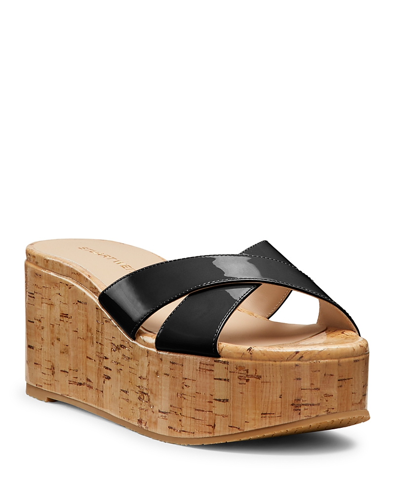 Stuart Weitzman Dayna Platform Wedge Sandal In Black