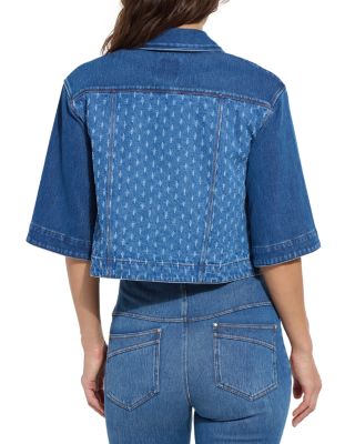 Thea Cropped Crochet Denim Jacket