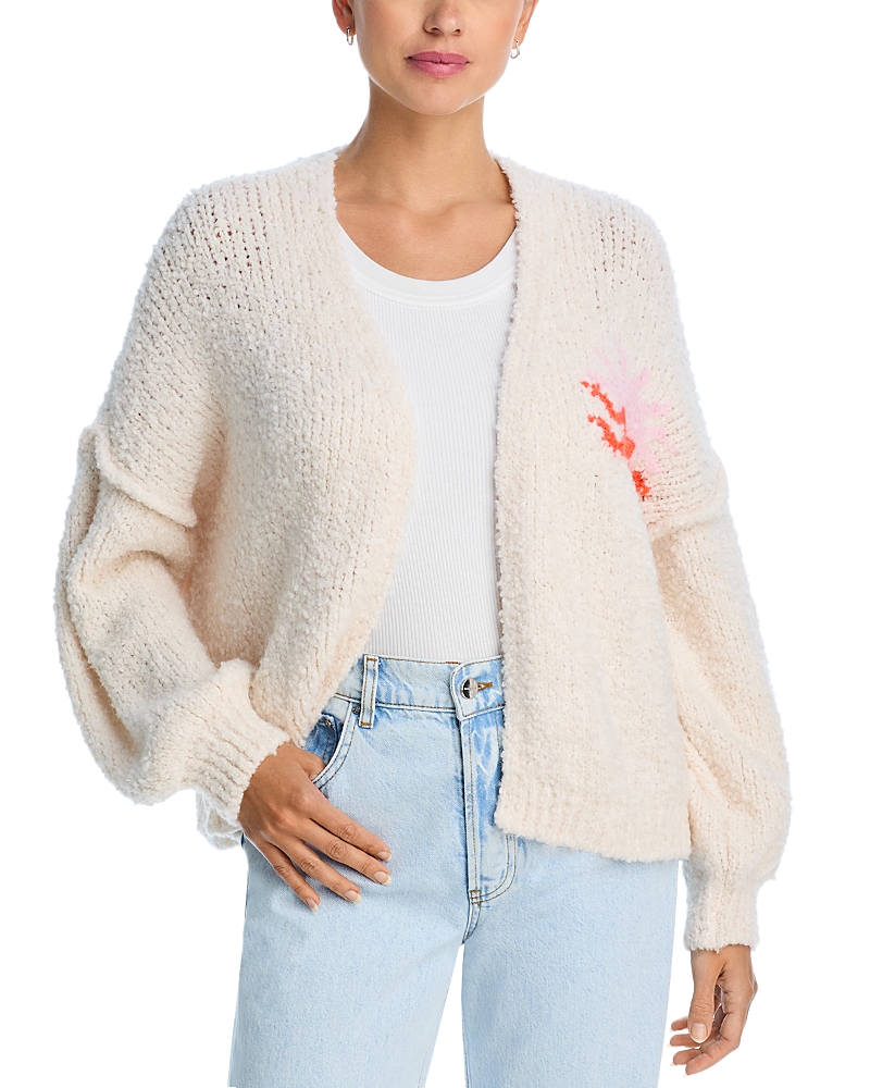 Shop Vintage Havana Jacquard Back Detail Cardigan In Ecru