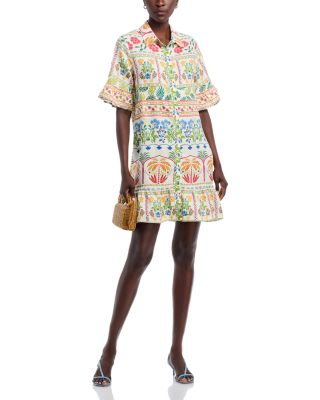 Linen Flounce Hem Shirt Dress