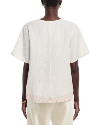 Embroidered Split Neck Top