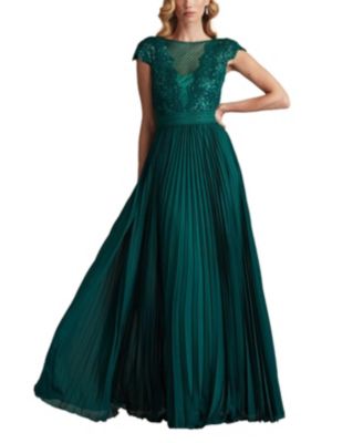 Tadashi Shoji - Surette Sequin Embroidered Pleated Chiffon Gown