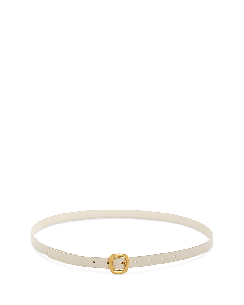 Madewell Sculptural Buckle Leather Skinny Belt In Ivory
