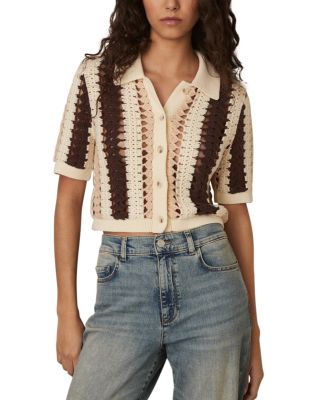 Reiss Roni Crochet Button Front Top