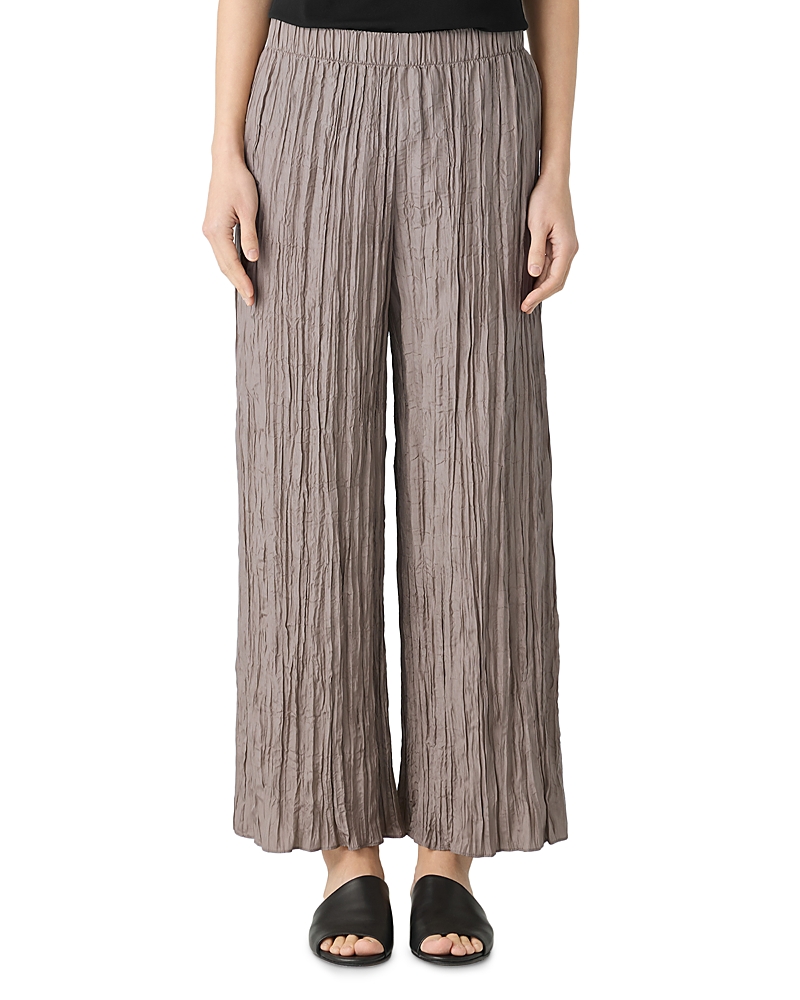 Eileen Fisher Crushed Silk Wide Leg Ankle Pants