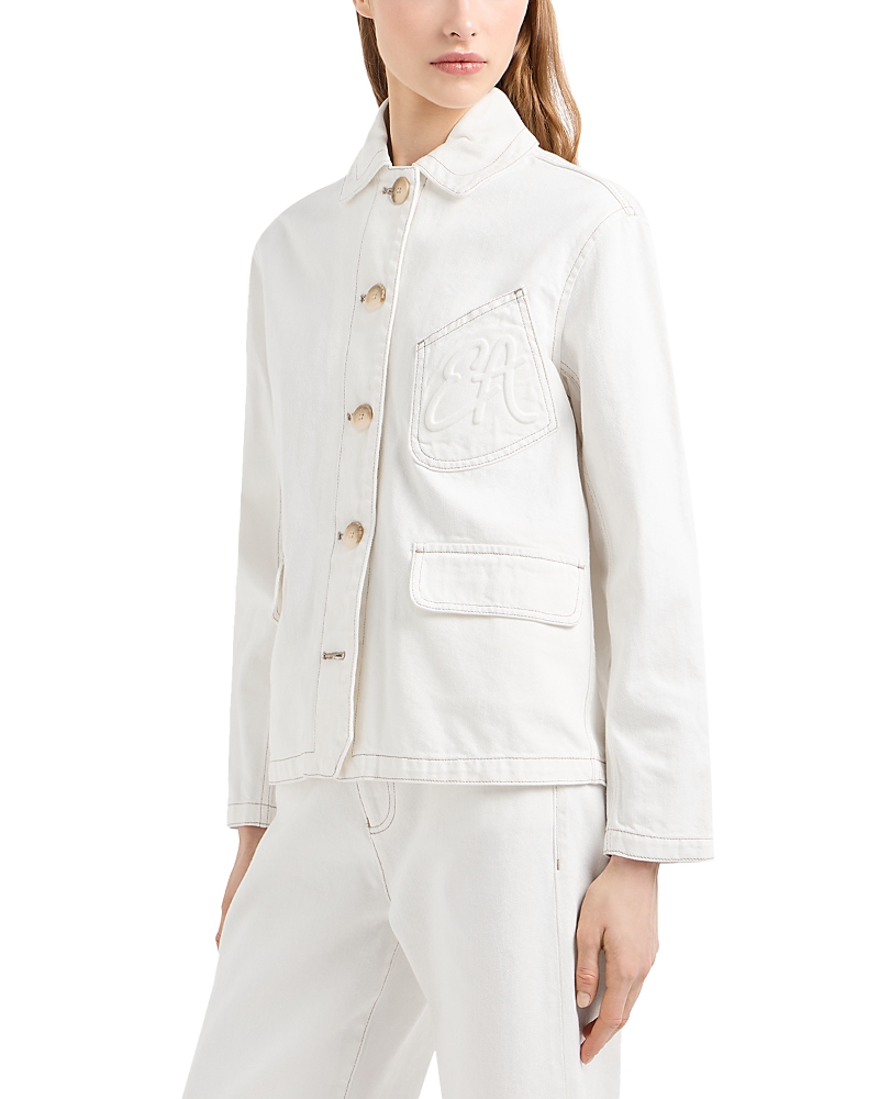 Emporio Armani Cotton Jacket With Collar And Pockets In White