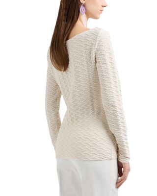 Long Sleeve Boatneck Textured Jersey Top