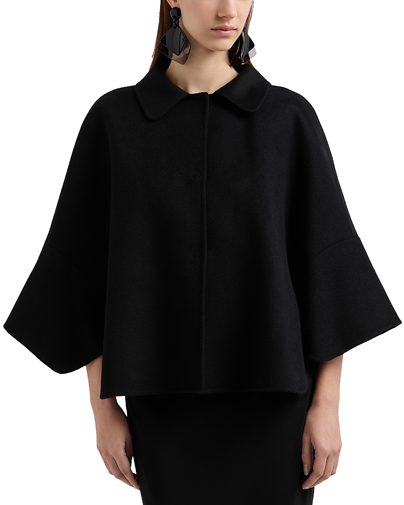 Emporio Armani Cape Sleeve Coat In Black