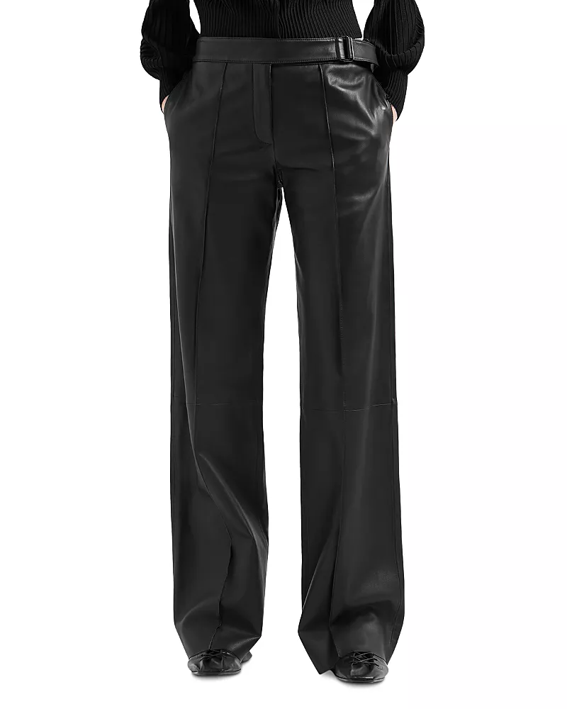 Emporio Armani Leather Trousers with Buckle Detail