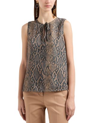 Emporio Armani Snake Print Tie Neck Blouse | Bloomingdale's Women