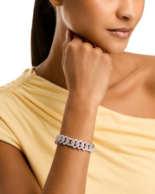 Diamond Unisex Chain Link Bracelet in 14K White Gold, 4.0 tcw