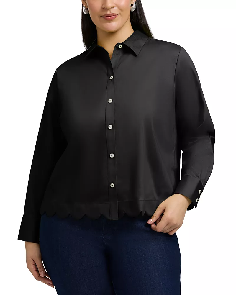 Foxcroft Plus Scarlett Long Sleeved Matte Sateen Shirt
