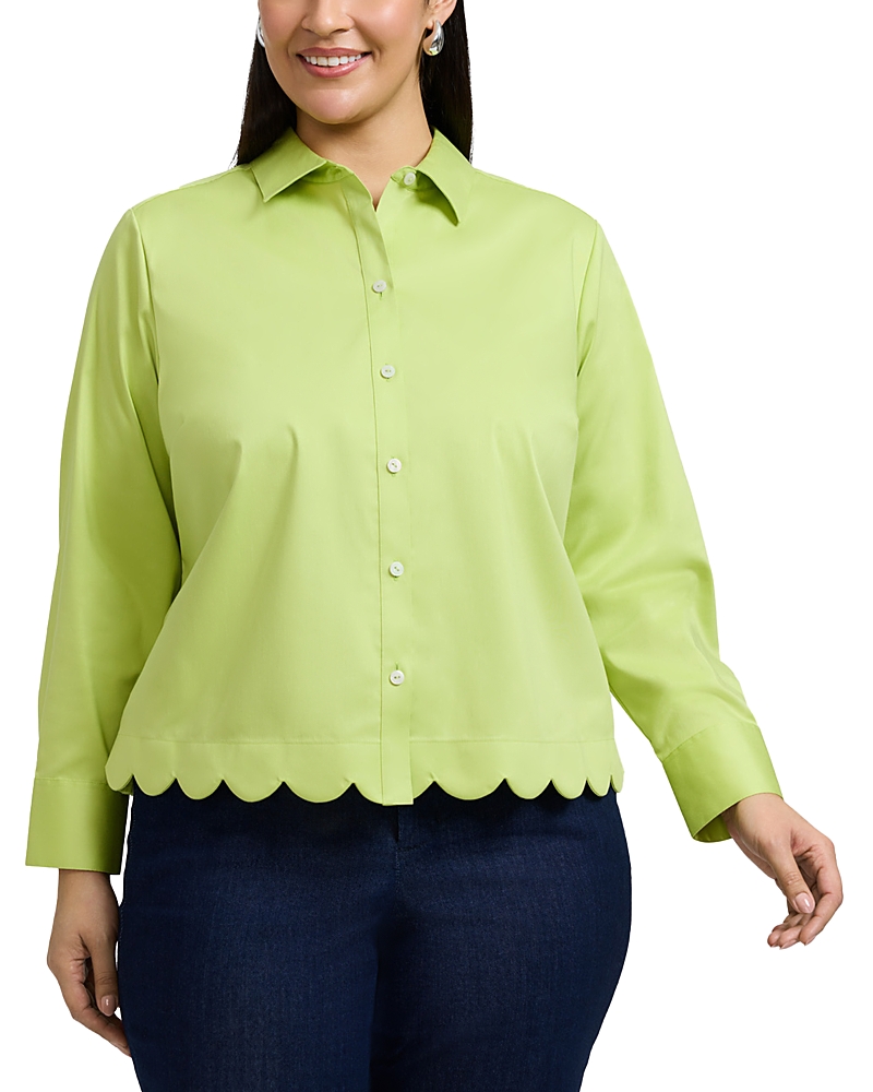 Foxcroft Plus Scarlett Long Sleeved Matte Sateen Shirt