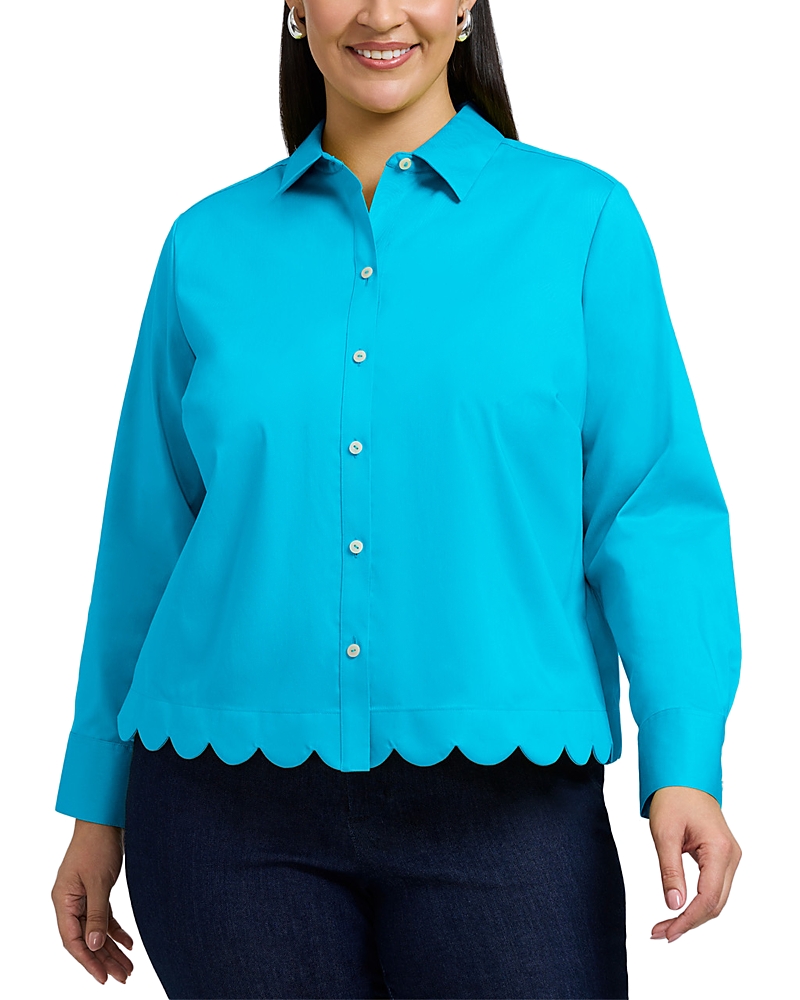 Foxcroft Plus Scarlett Long Sleeved Matte Sateen Shirt