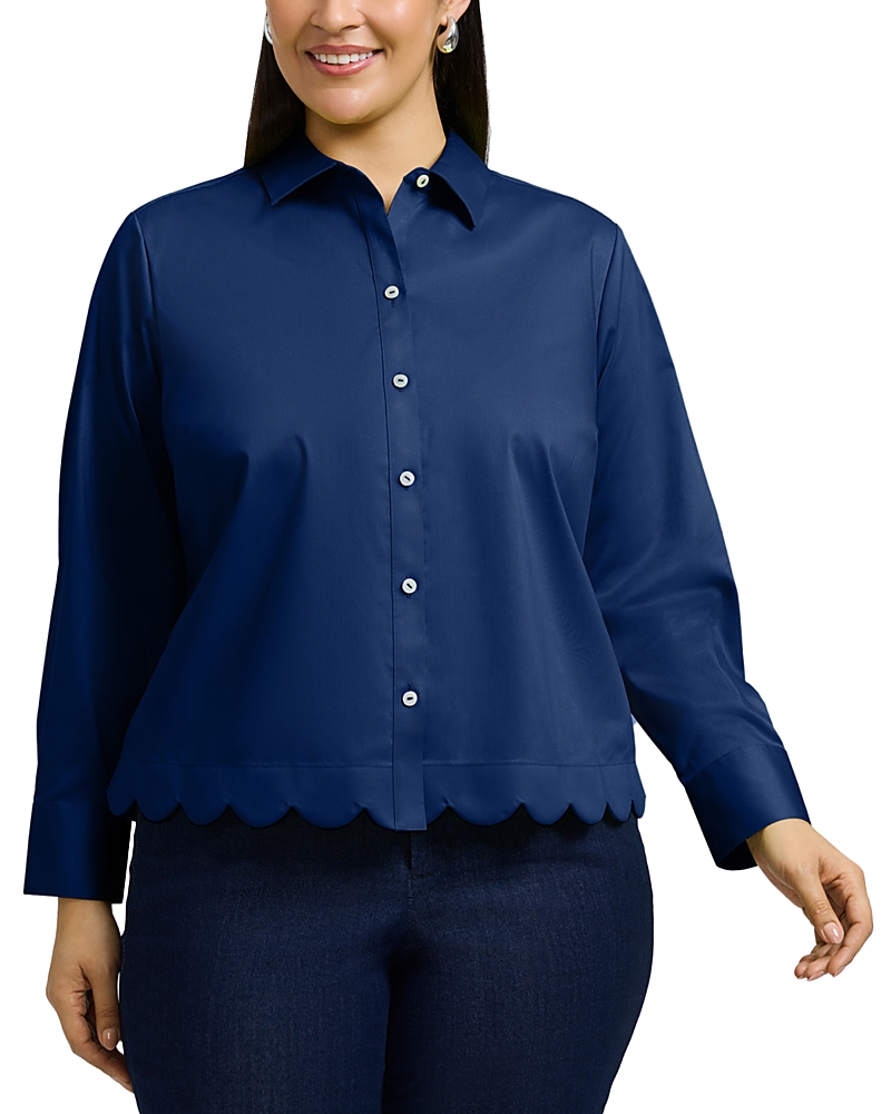Foxcroft Plus Scarlett Long Sleeved Matte Sateen Shirt