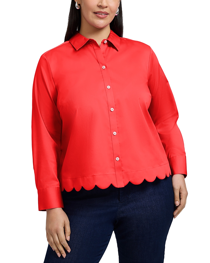 Foxcroft Plus Scarlett Long Sleeved Matte Sateen Shirt