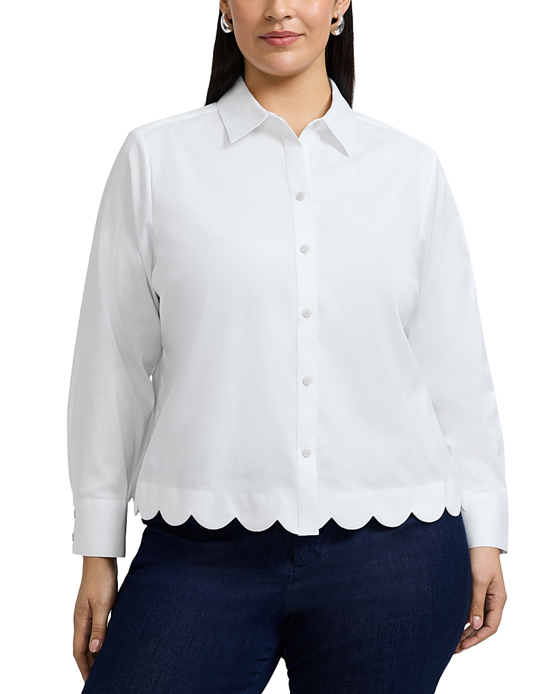 Foxcroft Plus Scarlett Long Sleeved Matte Sateen Shirt