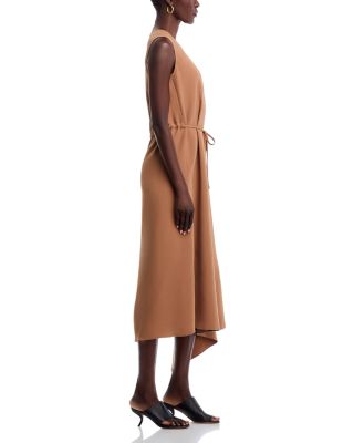 Drawstring Asymmetric Midi Dress