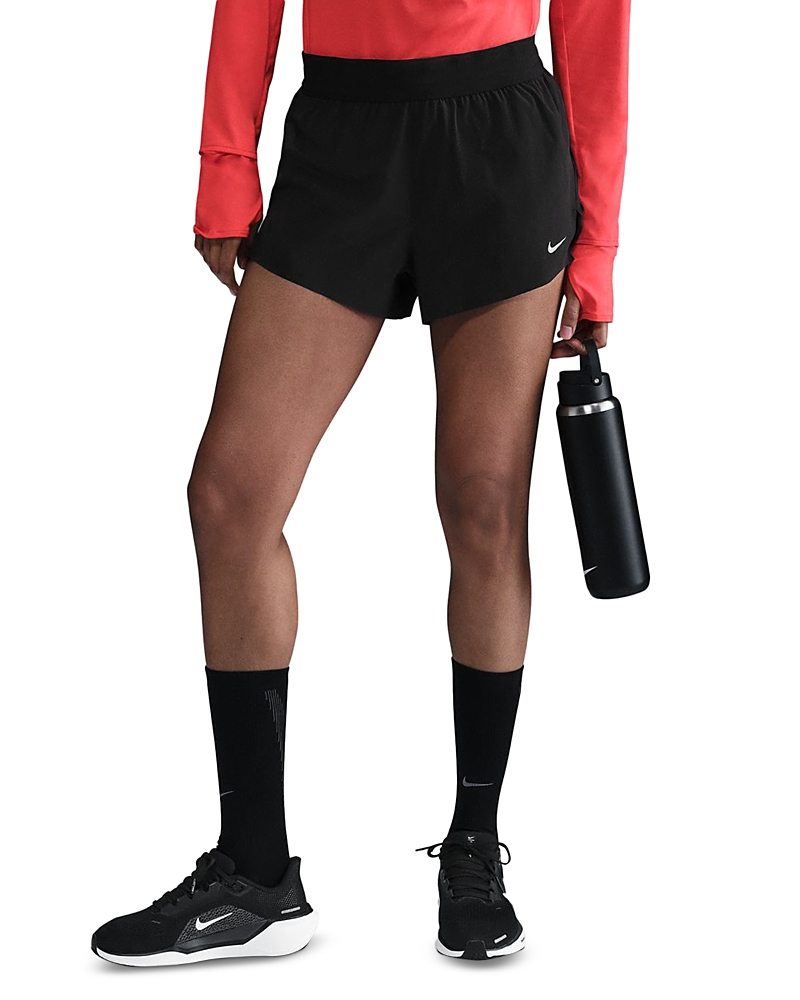 Shop Nike Swift Mid Rise 2.5 Shorts In Black/refsil