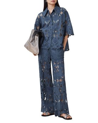Charli Embroidered Shirt & Lace Wide Leg Pants