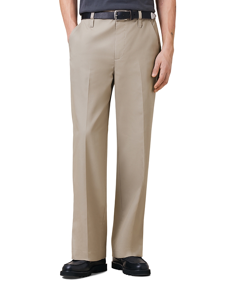 Allsaints Tanner Relaxed Fit Flat Front Twill Pants In Hammock Taupe