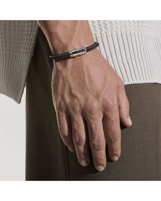 Men's Sterling Silver Woven Rubber Bracelet