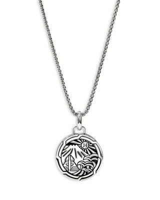 Men's Sterling Silver Modern Talisman Enamel Heart of the Volcano Pendant Necklace, 22"