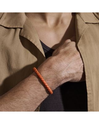 Men's Sterling Silver Woven Leather Bracelet